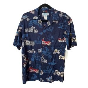 NWT Hawaiian Aloha Shirt Motorcycle Print Small Kolekole